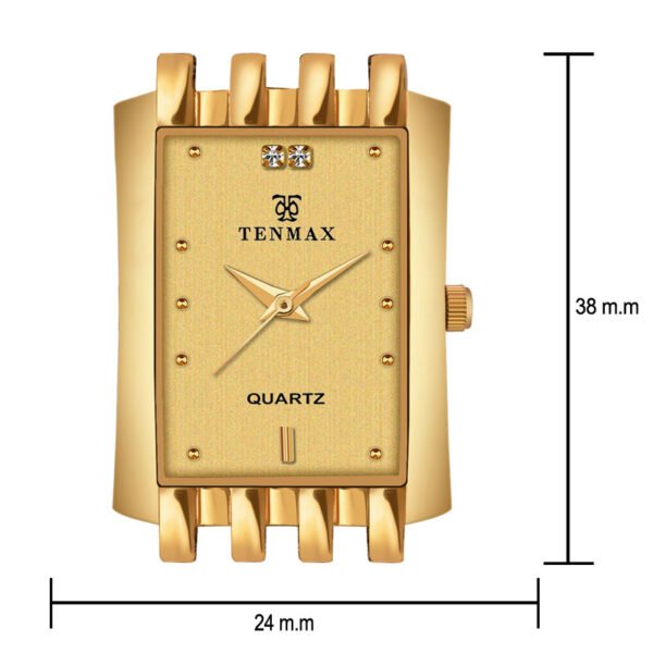 Tenmax Quartz 530 Gold Dial Plain Gold Analog Watch For Men