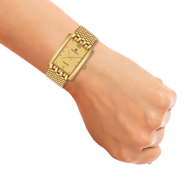 Tenmax Quartz 530 Gold Dial Plain Gold Analog Watch For Men