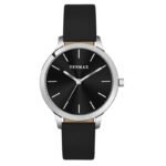 Tenmax Quartz 2199 Black Dial Black Leather Analog Steel Watch For Girls