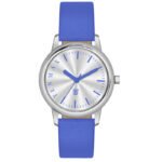 Tenmax Quartz 2154 Silver Dial Blue Leather Analog Steel Watch For Girls