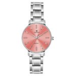 Tenmax Quartz 3055 Punch Pink Dial Analog Steel Watch For Women