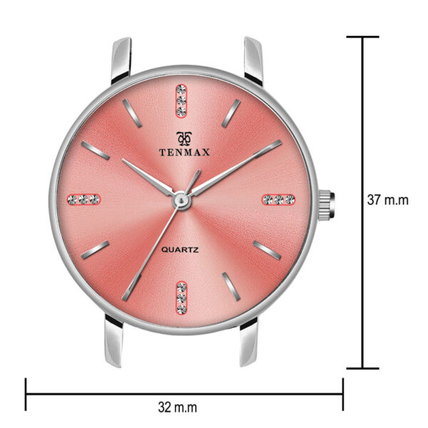 Tenmax Quartz 3055 Punch Pink Dial Analog Steel Watch For Women