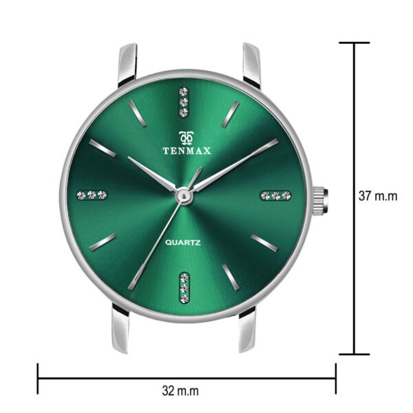 Tenmax Quartz 3055 Forest Green Dial Analog Steel Watch For Women