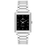 Tenmax Quartz 553 Plain Black Dial Classic Steel Analog Watch For Men