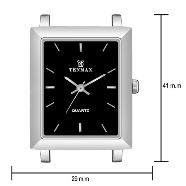 Tenmax Quartz 553 Plain Black Dial Classic Steel Analog Watch For Men