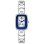 Tenmax Steeluxe Quartz Analog 1038 Silver Dial Blue Ring Steel Watch For Girls