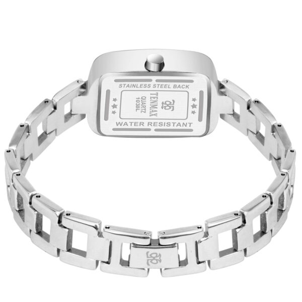 Tenmax Steeluxe Quartz Analog 1038 Silver Dial Blue Ring Steel Watch For Girls