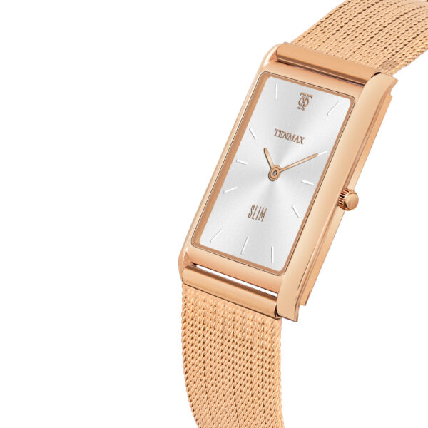 Tenmax Slim 529 Silver Dial Rose Gold Luxury All Steel Watch for Men