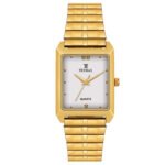 Tenmax Quartz 539 White Dial Plain Gold Analog Watch For Men