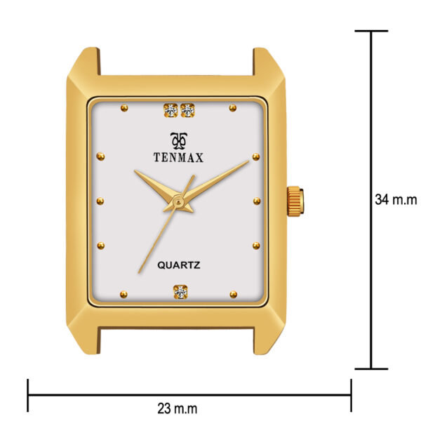 Tenmax Quartz 539 White Dial Plain Gold Analog Watch For Men