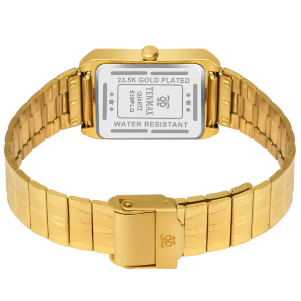 Tenmax Quartz 539 White Dial Plain Gold Analog Watch For Men