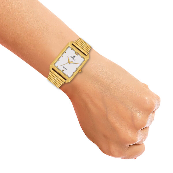 Tenmax Quartz 539 White Dial Plain Gold Analog Watch For Men