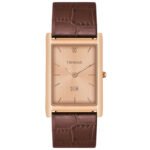 Tenmax Slim 529 Rose Gold Luxury All Steel Leather Strap Watch for Men