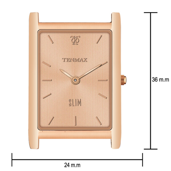 Tenmax Slim 529 Rose Gold Luxury All Steel Leather Strap Watch for Men