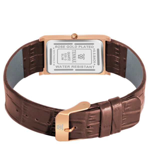 Tenmax Slim 529 Rose Gold Luxury All Steel Leather Strap Watch for Men