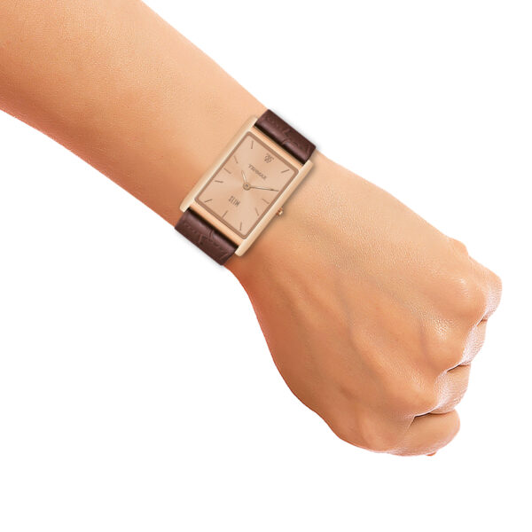 Tenmax Slim 529 Rose Gold Luxury All Steel Leather Strap Watch for Men