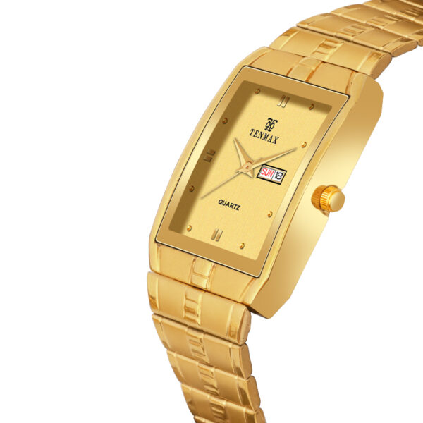 Tenmax Quartz 544 Day Date Gold Dial Gold Analog Watch For Men