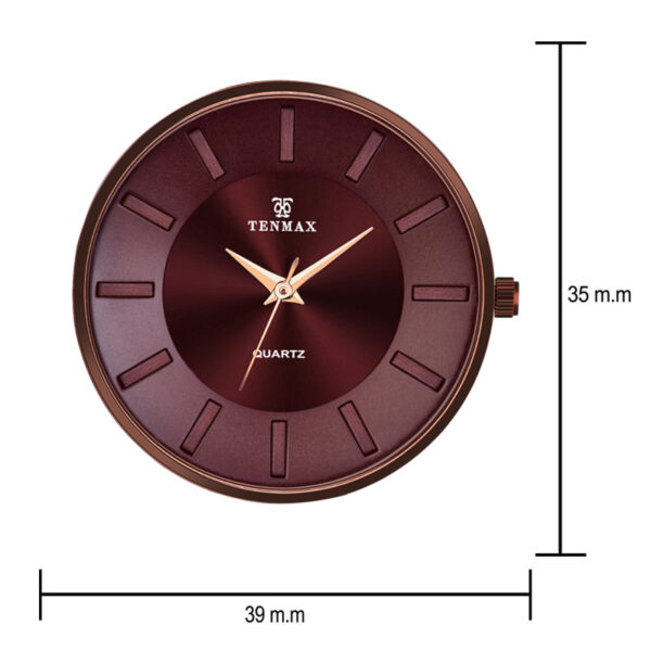 Tenmax Quartz 2188 Maroon Dial Brown Copper Leather Analog Watch For Women