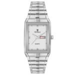 Tenmax Quartz 544 Day Date Silver Dial Classic Steel Analog Watch For Men