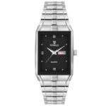 Tenmax Quartz 544 Day Date Black Dial Classic Steel Analog Watch For Men