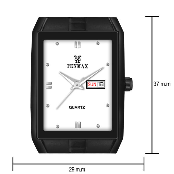 Tenmax Phantom Quartz 544 Day Date White Dial Black Metal Analog Watch For Men