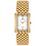 Tenmax Quartz 530 White Dial Plain Gold Analog Watch For Men