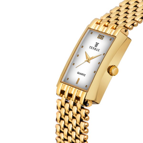 Tenmax Quartz 530 White Dial Plain Gold Analog Watch For Men