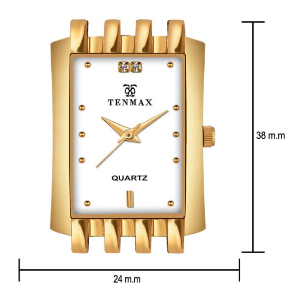 Tenmax Quartz 530 White Dial Plain Gold Analog Watch For Men