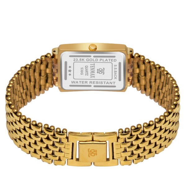 Tenmax Quartz 530 White Dial Plain Gold Analog Watch For Men