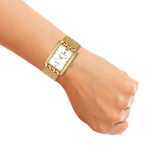 Tenmax Quartz 530 White Dial Plain Gold Analog Watch For Men