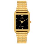 Tenmax Quartz 539 Black Dial Plain Gold Analog Watch For Men