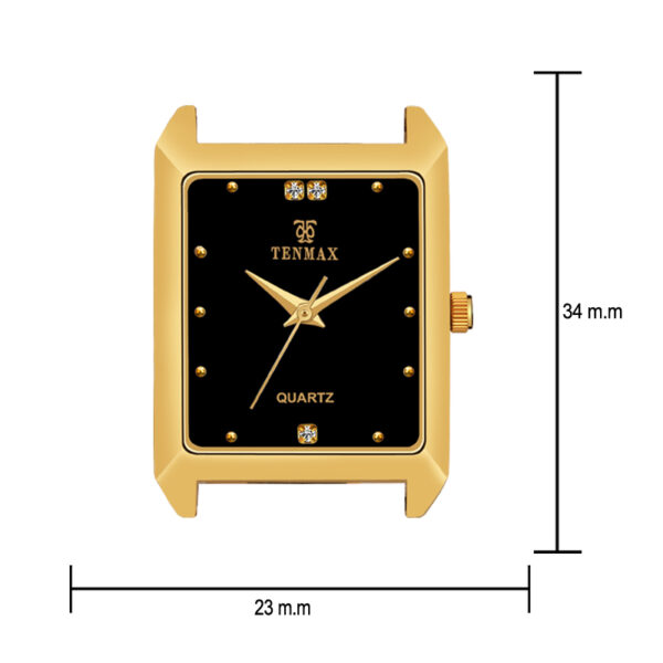 Tenmax Quartz 539 Black Dial Plain Gold Analog Watch For Men
