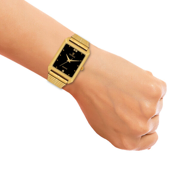 Tenmax Quartz 539 Black Dial Plain Gold Analog Watch For Men