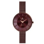 Tenmax Quartz D1091 Maroon Dial Brown Copper Chain Analog Watch For Women