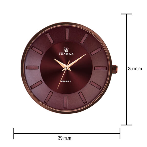 Tenmax Quartz D1091 Maroon Dial Brown Copper Chain Analog Watch For Women