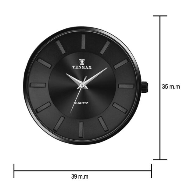 Tenmax Quartz D1091 Black Dial Black Leather Analog Watch For Women