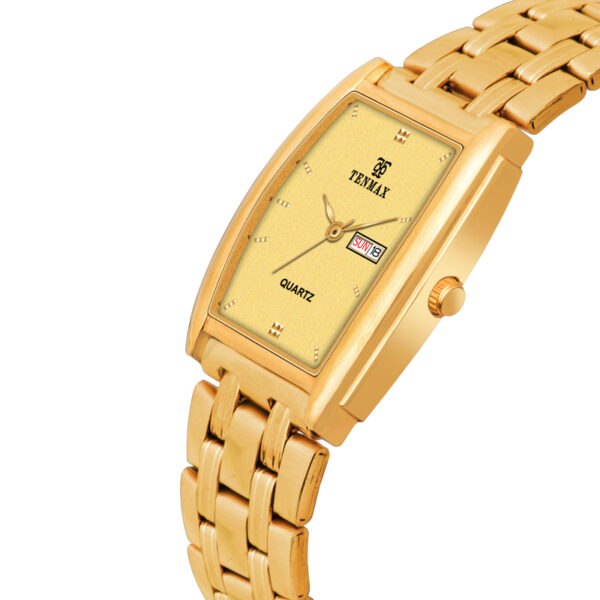 Tenmax Quartz 519 Day Date Gold Dial Gold Analog Watch For Men