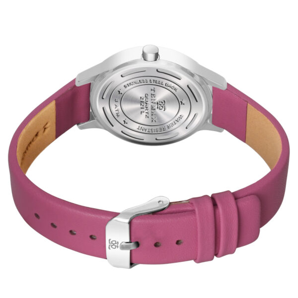 Tenmax OpalWrist Quarts 2121 White Dial Pink Leather Steel Analog Watch For Girls