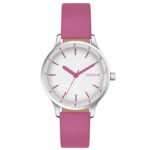 Tenmax OpalWrist Quarts 2121 White Dial Pink Leather Steel Analog Watch For Girls