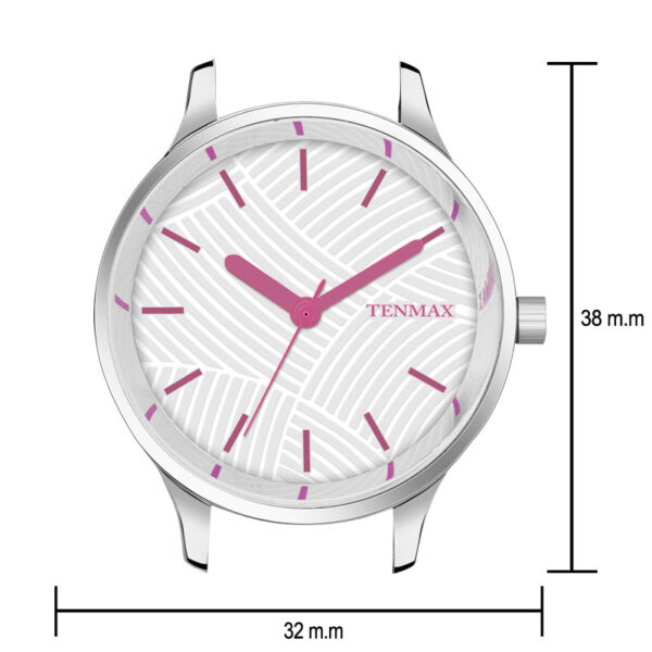 Tenmax OpalWrist Quarts 2121 White Dial Pink Leather Steel Analog Watch For Girls