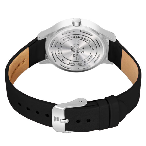 Tenmax OpalWrist Quarts 2121 Black Dial Black Leather Steel Analog Watch For Girls