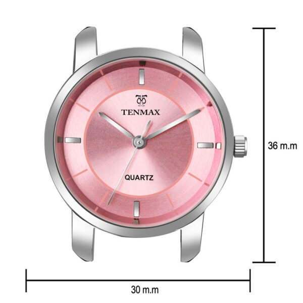 Tenmax OpalWrist Quarts 2170 Pink Dial Pink Leather Steel Analog Watch For Girls