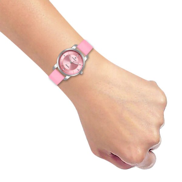 Tenmax OpalWrist Quarts 2170 Pink Dial Pink Leather Steel Analog Watch For Girls