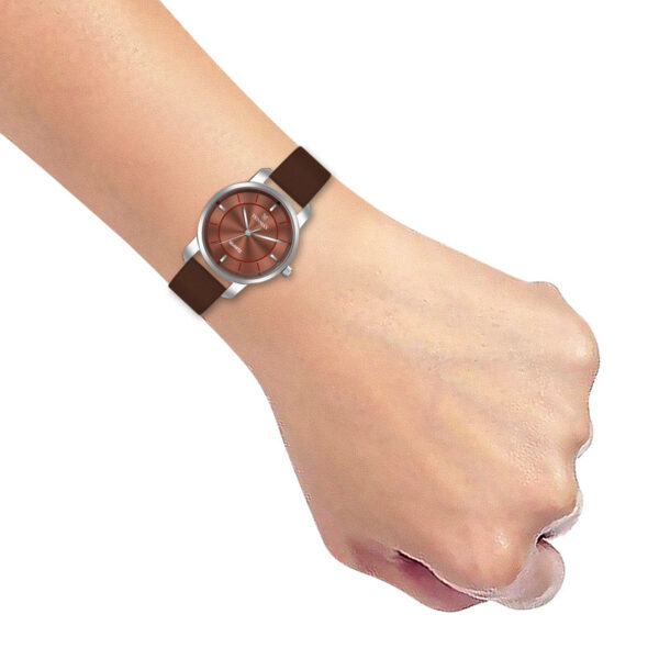 Tenmax OpalWrist Quarts 2170 Brown Dial Brown Leather Steel Analog Watch For Girls