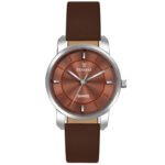 Tenmax OpalWrist Quarts 2170 Brown Dial Brown Leather Steel Analog Watch For Girls