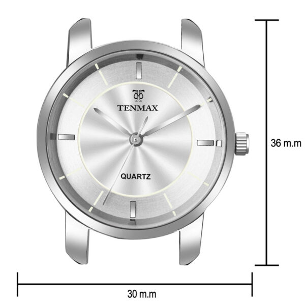 Tenmax OpalWrist Quarts 2170 Silver Dial Black Leather Steel Analog Watch For Girls