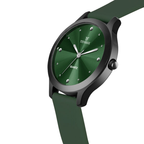 Tenmax Shadow Grace Collection Quartz T505 Green Dial Green Leather Analog Watch For Girls