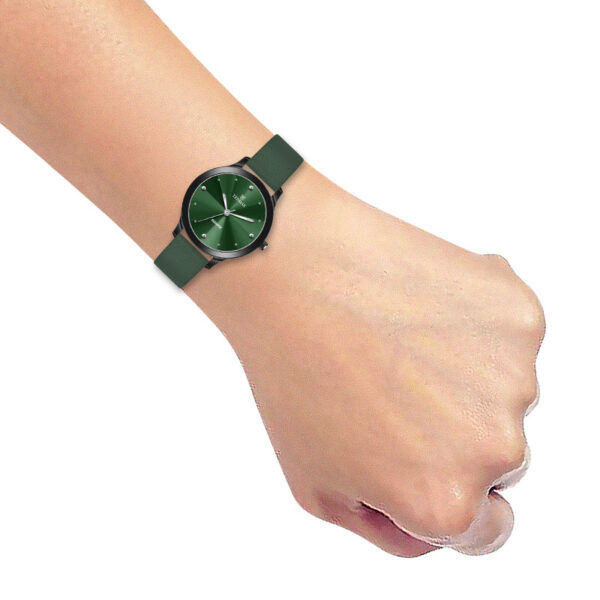 Tenmax Shadow Grace Collection Quartz T505 Green Dial Green Leather Analog Watch For Girls