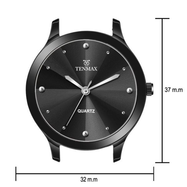 Tenmax Shadow Grace Collection Quartz T505 Black Dial Black Leather Analog Watch For Girls