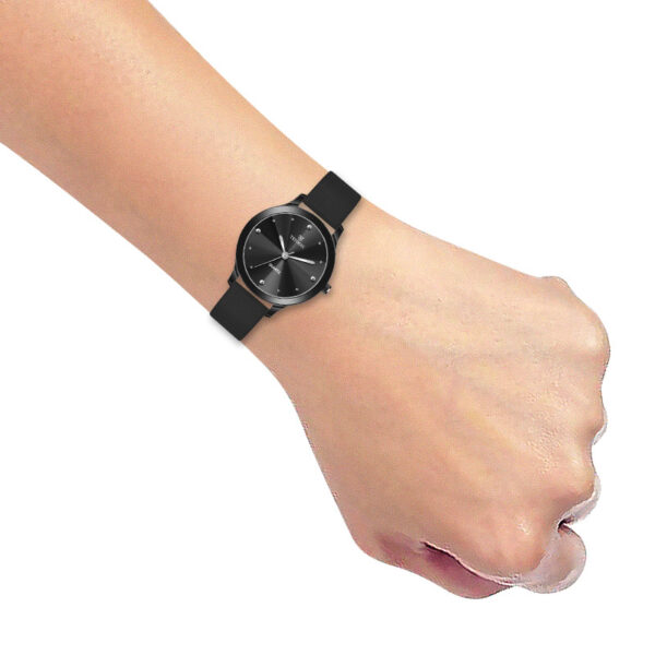 Tenmax Shadow Grace Collection Quartz T505 Black Dial Black Leather Analog Watch For Girls